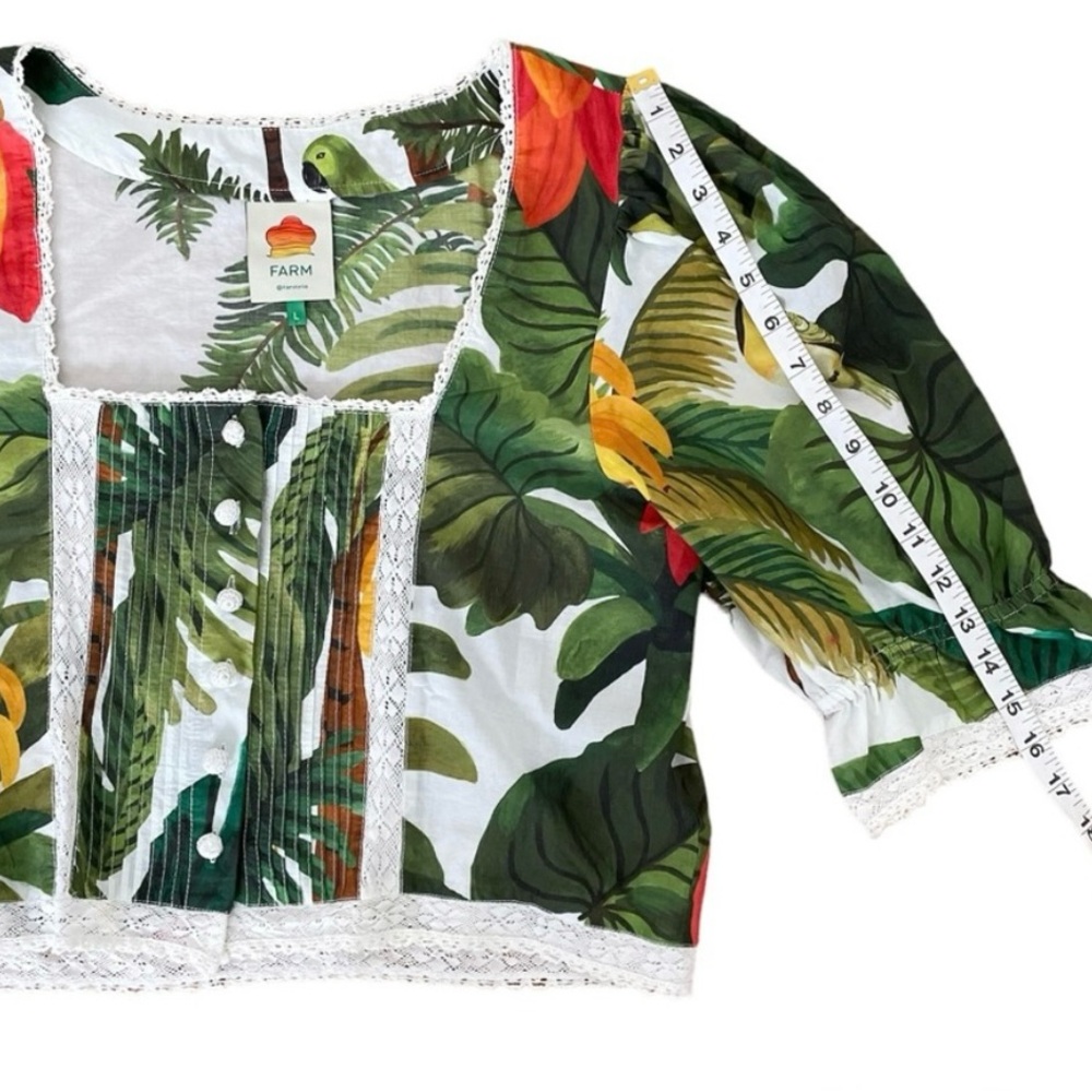 FARM RIO Cocoa Forest Puff-Sleeve Blouse - Excellent Used Condition, Large - Picture 13 of 16